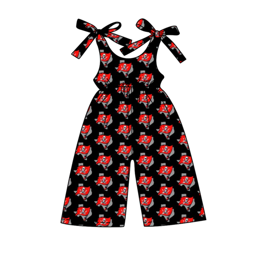 Split Preorder July 20th Baby Girls Bows Strap Skull Plaid Team Pant Jumpsuits