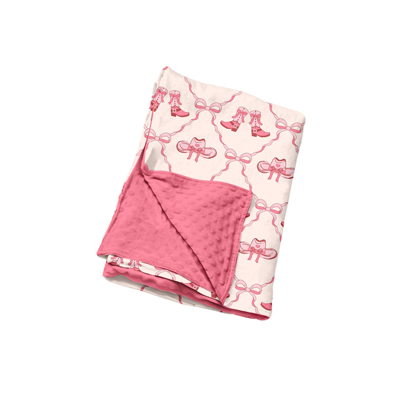 Preorder(moq5) Baby Girls Blanket High-Quality Cute Print Double Layer Soft Minky Dot Plush Blanket
