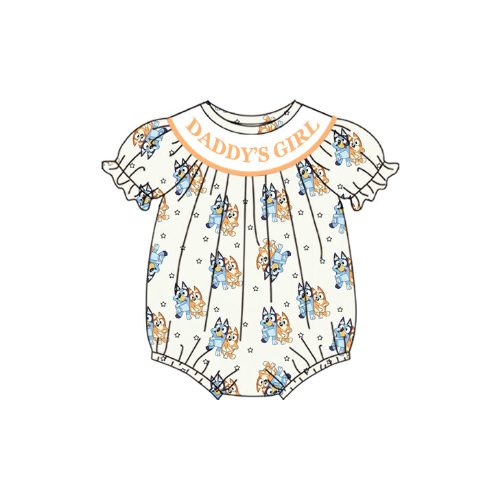 Preorder(moq 5)Baby Infant Girls Daddy's Girl Cute Dogs Print Short Sleeve Rompers