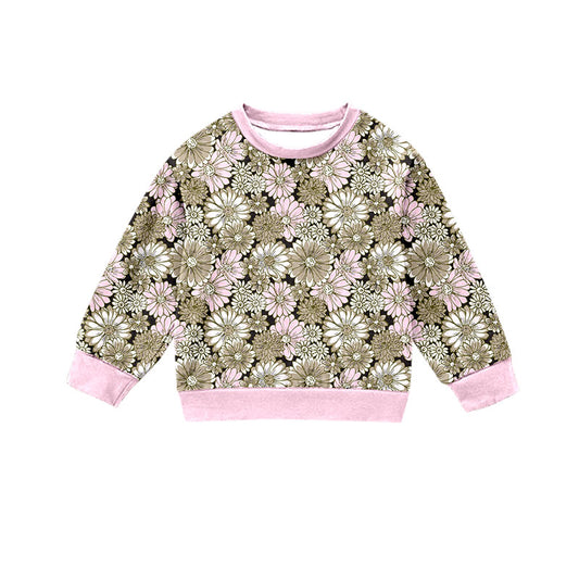 Preorder (moq 5)Baby Girls Long Sleeve Colorful Daisy Flowers Fall T-shirts Top