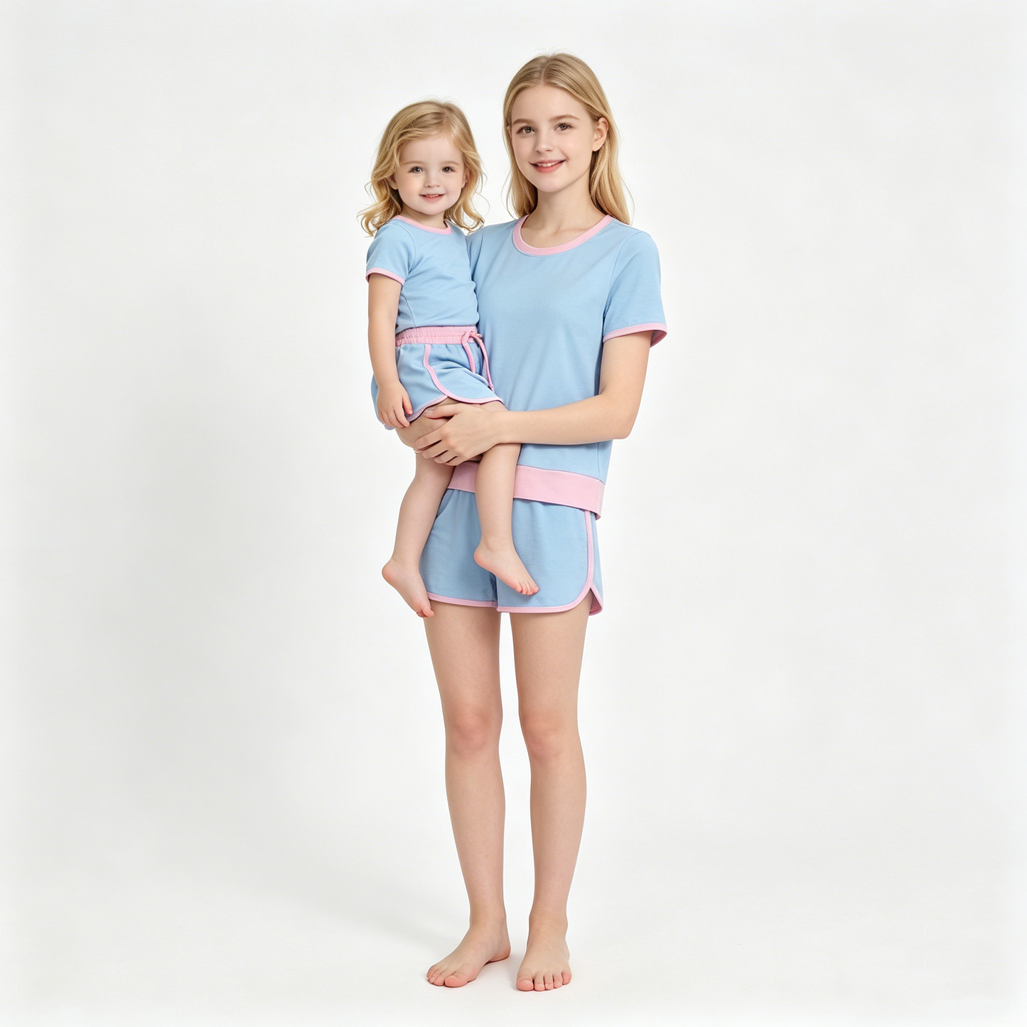 Mama and Me Girls Short Sleeve Top Skirt Short Cotton Clothes Sets