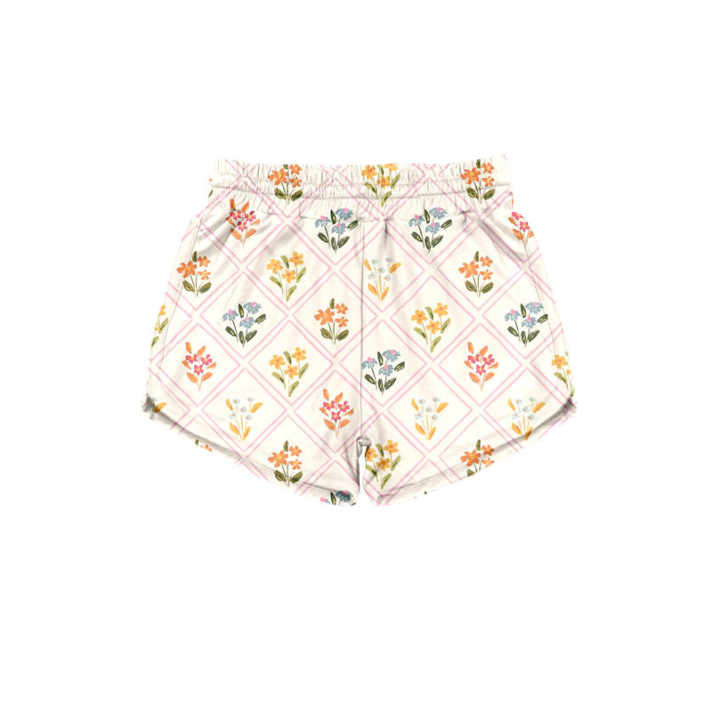 Preorder (moq 5)Baby Girls Colorful Flowers Checked Shorts Bottom