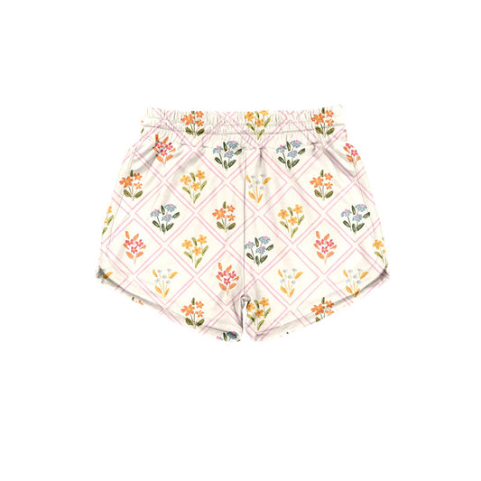 Preorder (moq 5)Baby Girls Colorful Flowers Checked Shorts Bottom
