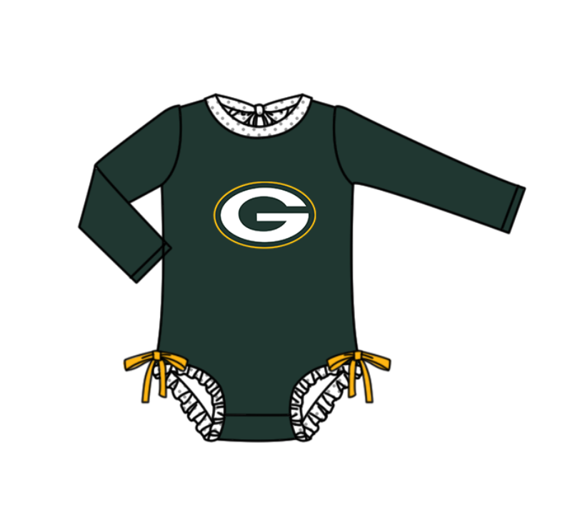 Preorder moq 5 Baby Girls Green Long Sleeve G Team Swimsuits