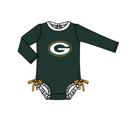 Preorder moq 5 Baby Girls Green Long Sleeve G Team Swimsuits