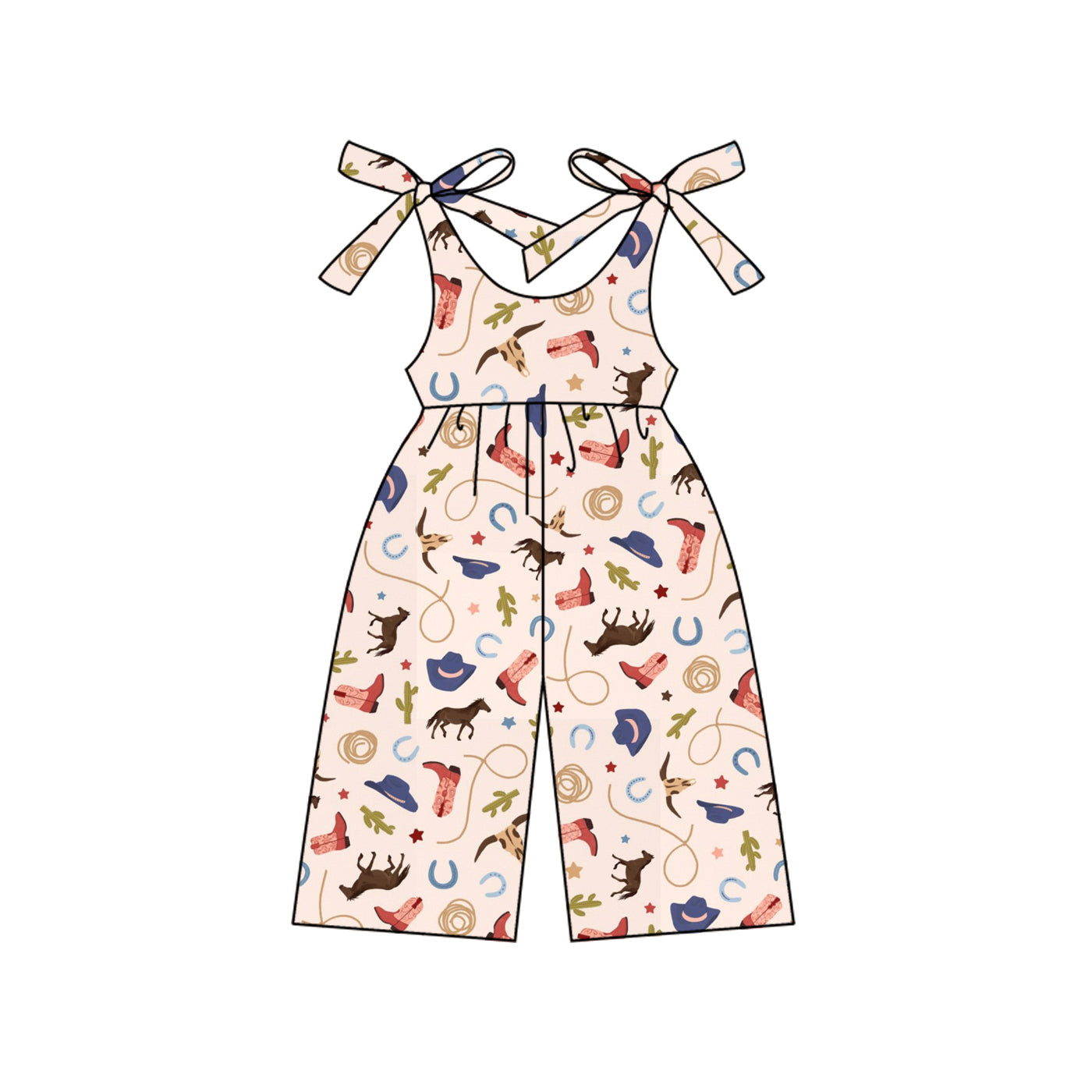 Preorder (moq 5)Baby Girls Pink Strap Boots Cactus Jumpsuits