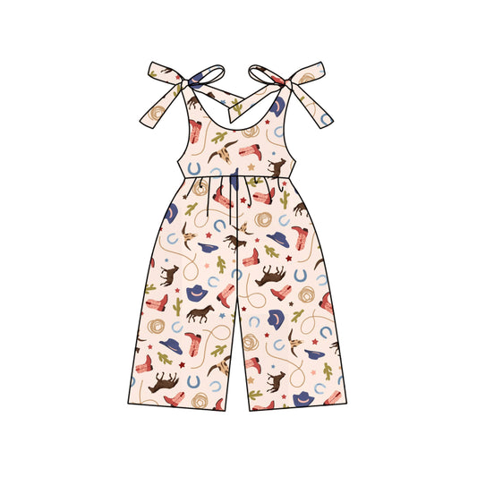 Preorder (moq 5)Baby Girls Pink Strap Boots Cactus Jumpsuits