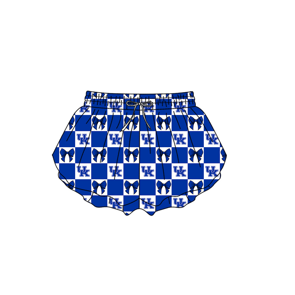 Preorder (moq 5)Baby Girls UK Bows Checked Team Ruffle Shorts Bottom