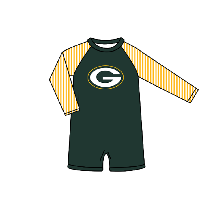 Preorder moq 5 Baby Boys Stripe Long Sleeve Green G Team Swimsuits