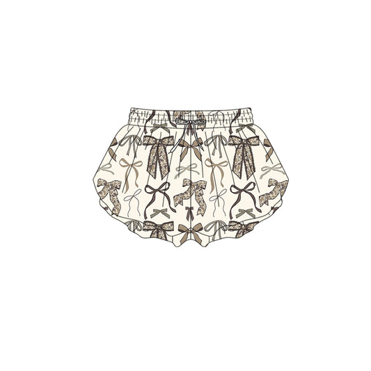 Preorder (moq 5)Baby Girls Grey Camo Bows Ruffle Shorts Bottom