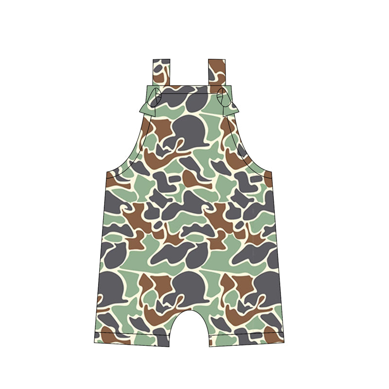 Preorder moq 5 Baby Boys Straps Green Camouflage Rompers