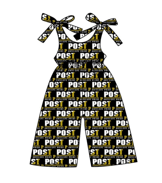 Split Preorder July 20th Baby Girls Bows Strap POST Plaid Team Pant Jumpsuits