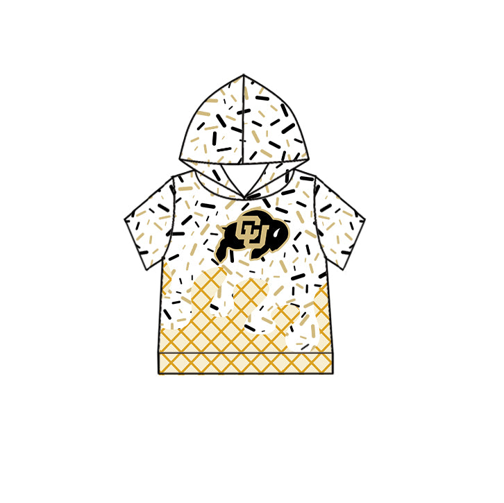 Preorder (moq 5)Baby Boys Short Sleeves Black CU Drip Team Hoodies Top