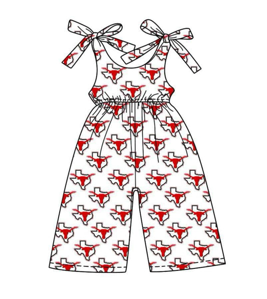 Split Preorder July 20th Baby Girls Bows Strap Bull Skull Plaid Team Pant Jumpsuits