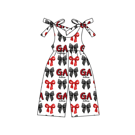 Preorder (moq 5)Baby Girls UGA team Straps Jumpsuits Rompers