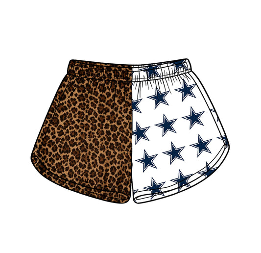 Preorder (moq 5)Baby Girls Leopard Stars Team Shorts Bottom