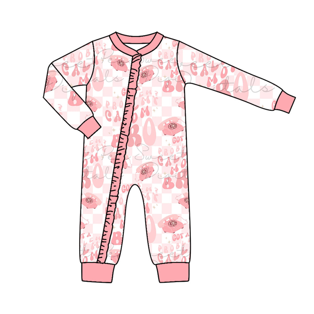 Baby Girls Problem Long Sleeve Zip Rompers preorder(moq 5)