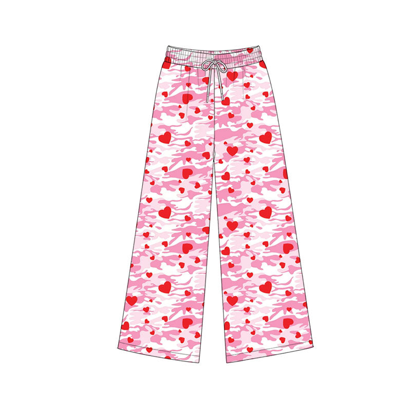 Preorder (moq5) Baby Girls Pink Camo Hearts Valentines Flare Pants Bottom