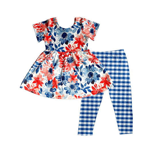 Baby Girls Flowers 4th of July Tunic Top Legging Clothes Sets preorder (moq 5)
