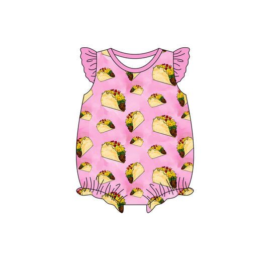 Preorder(moq 5)Baby Infant Girls Taco Flutter Sleeve Rompers