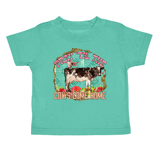 Baby Girls Highland Cow Green Short Sleeve Shirt preorder(moq 5)