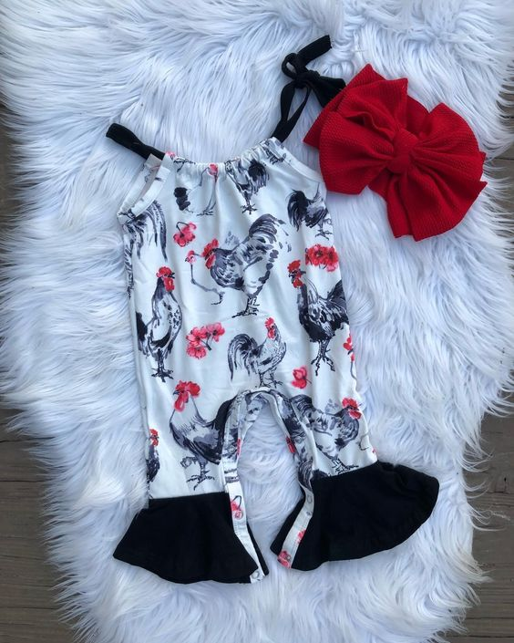 Baby Infant Girls Straps Chicken Flowers Rompers preorder(moq 5)