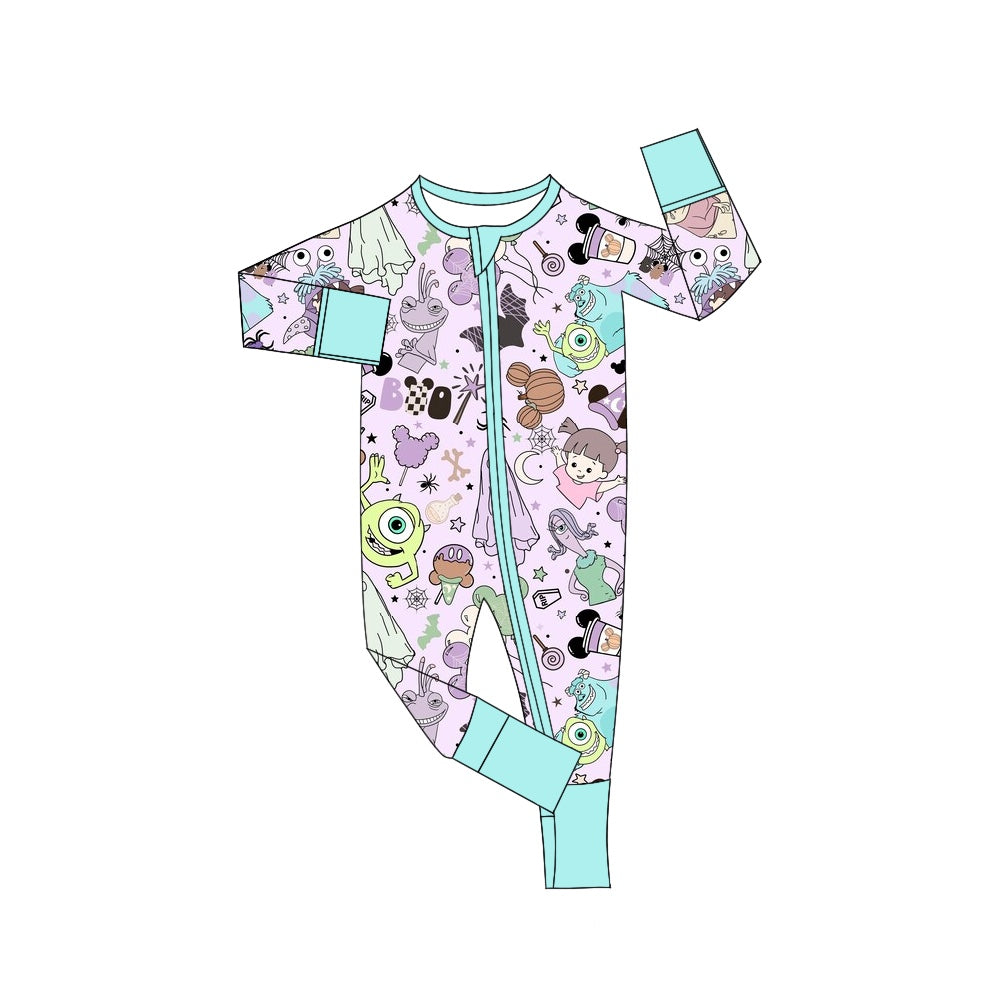 Baby Infant Girls Purple Monster Zip Rompers preorder