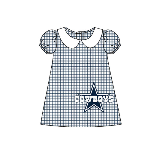 Baby Girls Cowboys Short Sleeve Team Knee Length Dresses Preorder(moq 5)