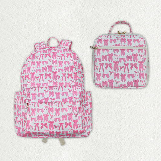 Sibling Pink Bows Plaid Lunch Boxes Back Bags