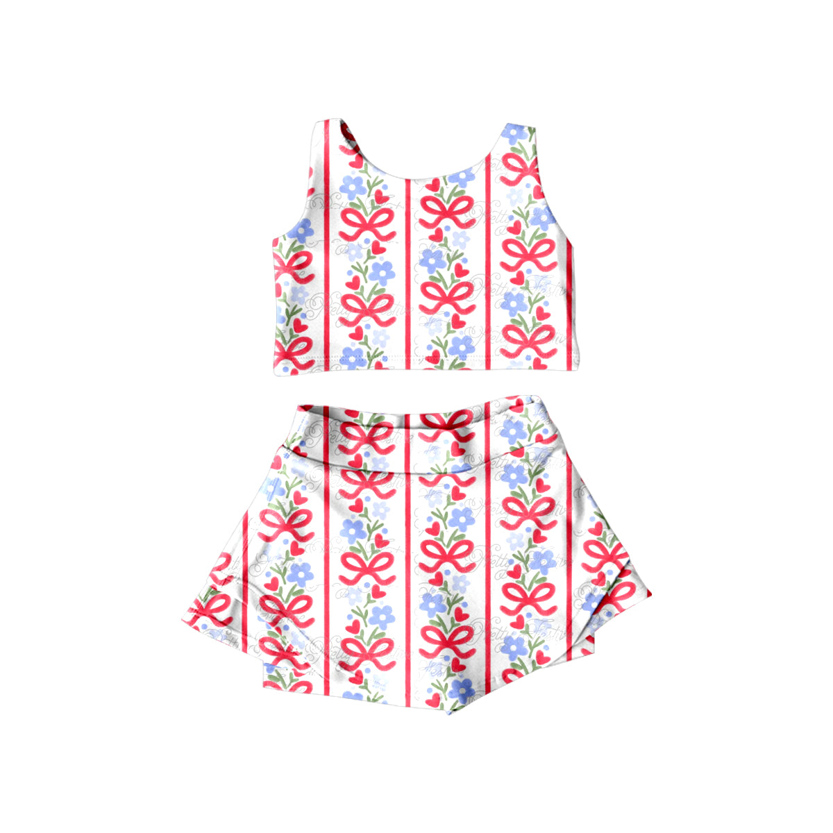Baby Girls Bows Flowers Top Ruffle Shorts Skirts 2pcs Swimsuits preorder(moq 5)
