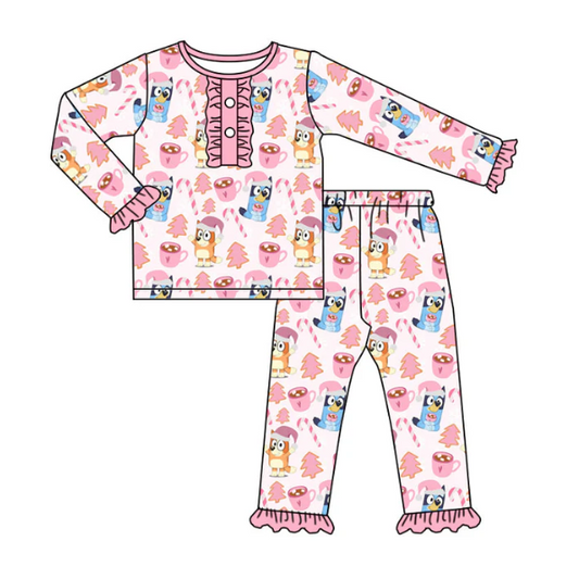 Baby Girls Cartoon Dogs Top Pants Pajamas Clothes Sets split order preorder Sep 3rd