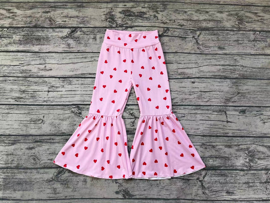 Baby Girls Pink Hearts Bell Bottom Pants