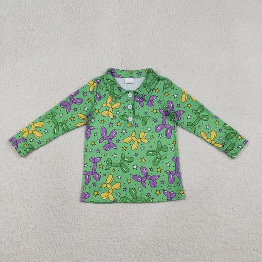 Baby Boys Long Sleeve Stars Dogs Mardigras Polo Shirts Top