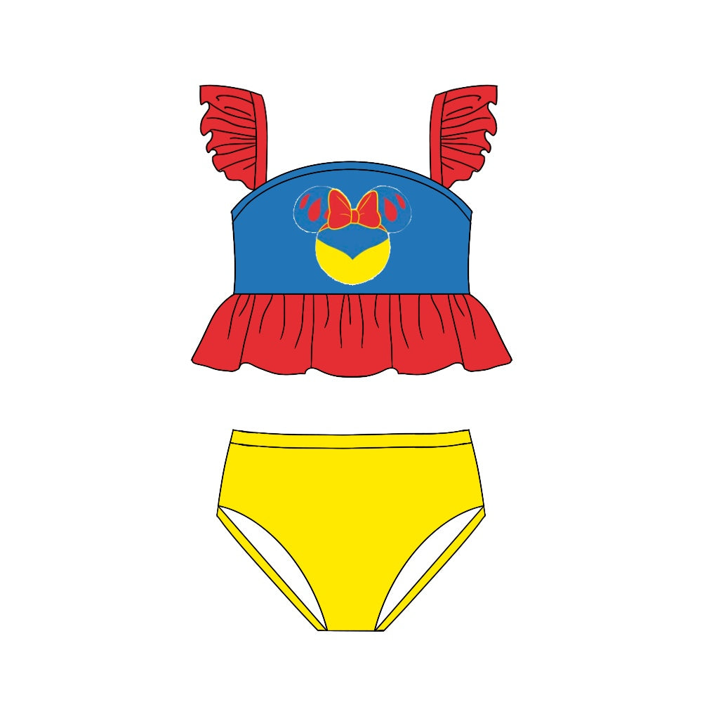 Baby Girls Cartoon Snow Princess Mouse Ruffle Two Pieces Bikini Swimsuits preorder(moq 5)
