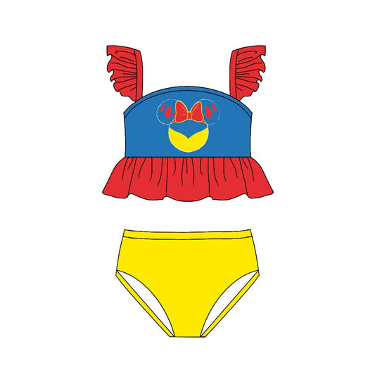 Baby Girls Cartoon Snow Princess Mouse Ruffle Two Pieces Bikini Swimsuits preorder(moq 5)