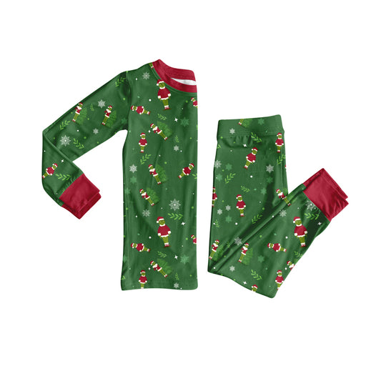 Preorder(moq 5) Baby Kids Christmas Dark Green Face Top Pants Lounge Wear Pajamas Sets