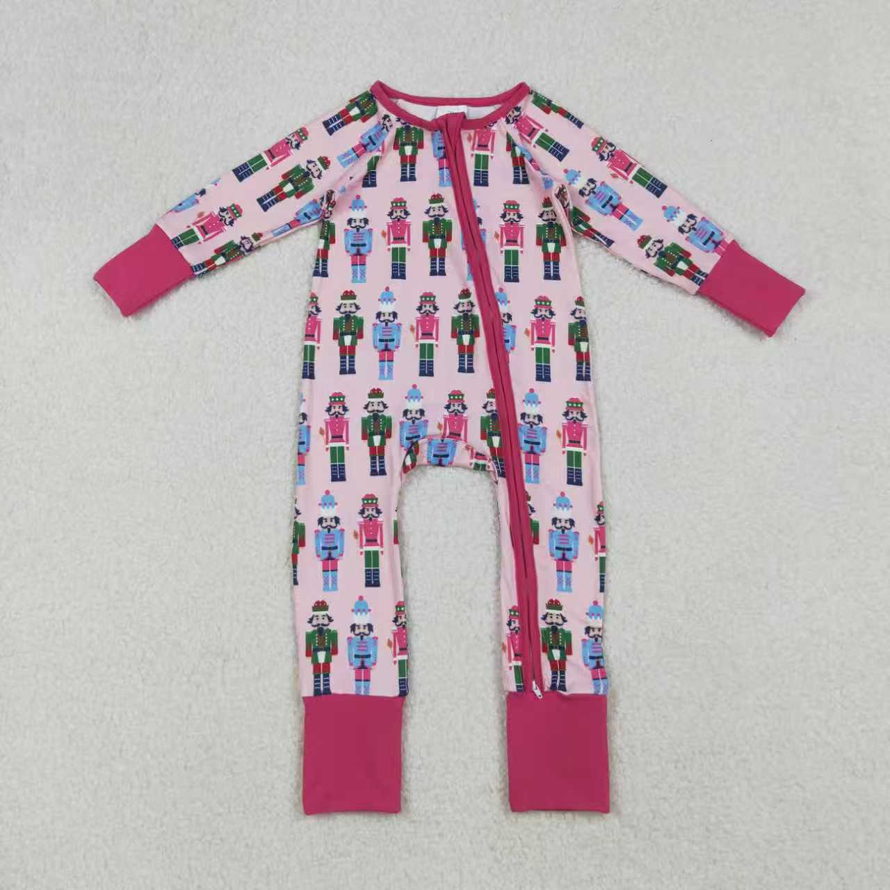 Sibling Baby Boys Girls Soldiers Checked Christmas Ruffle Knee Length Dress Pajamas Sets Footie Rompers