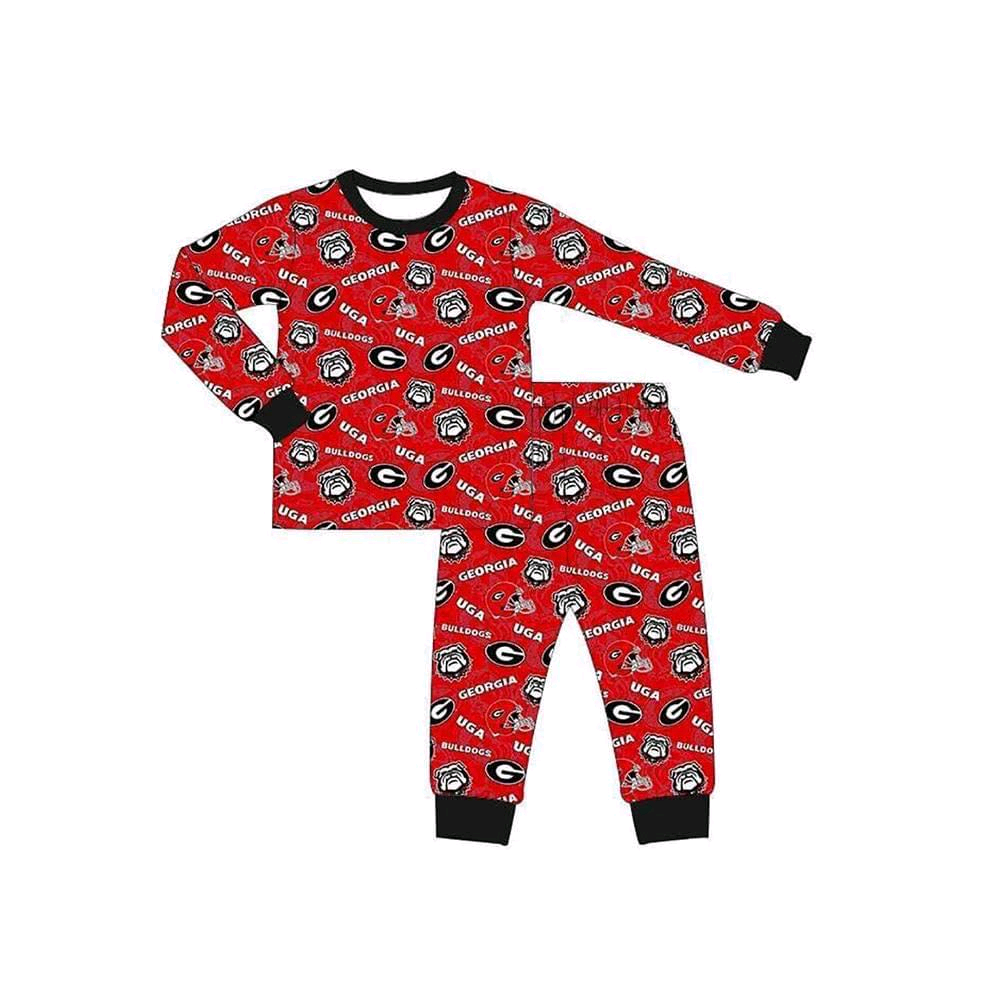 Preorder (moq 5)Baby Boys Georgia Bulldog Team Shirt Bell Pants Pajamas Outfits Clothes Sets