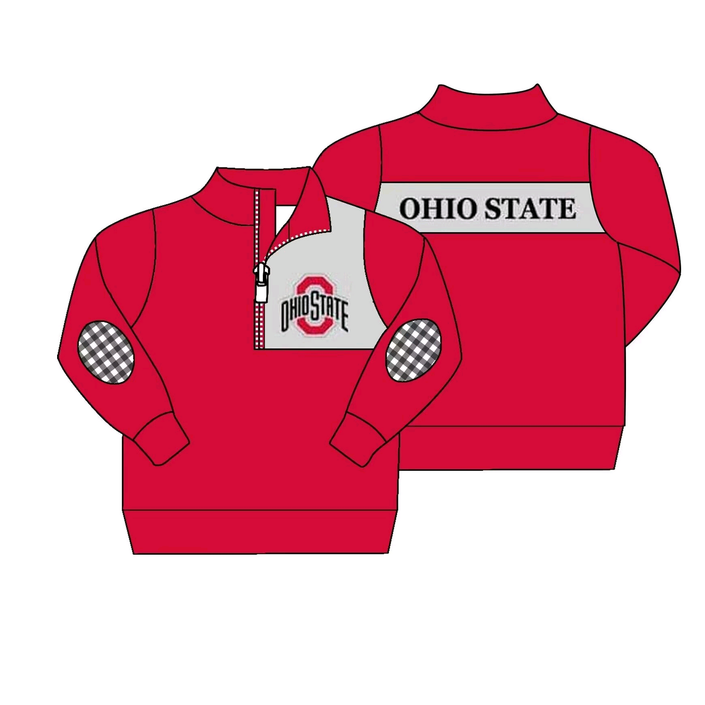 Preorder moq 5 Baby Boys Ohio State Team Zip Pullovers Tops