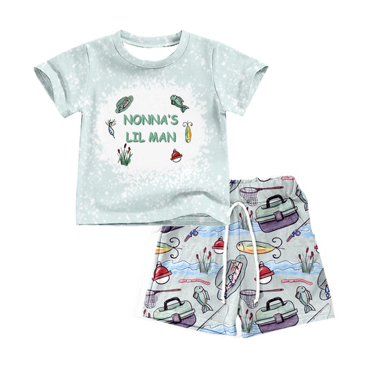 Baby Boys Nonna's LIL Man Tee Fishing Shorts Clothing Sets Preorder(moq 5)