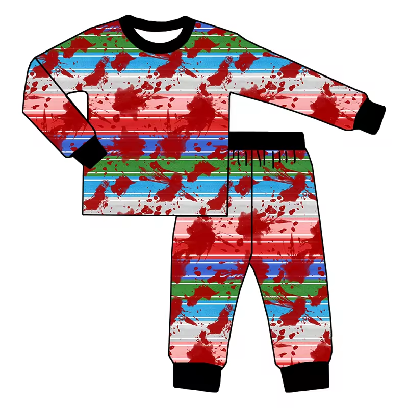 Baby Boys Bamboo Halloween Blood Shirt Pants Pajamas Clothes Sets Preorder(moq 5)