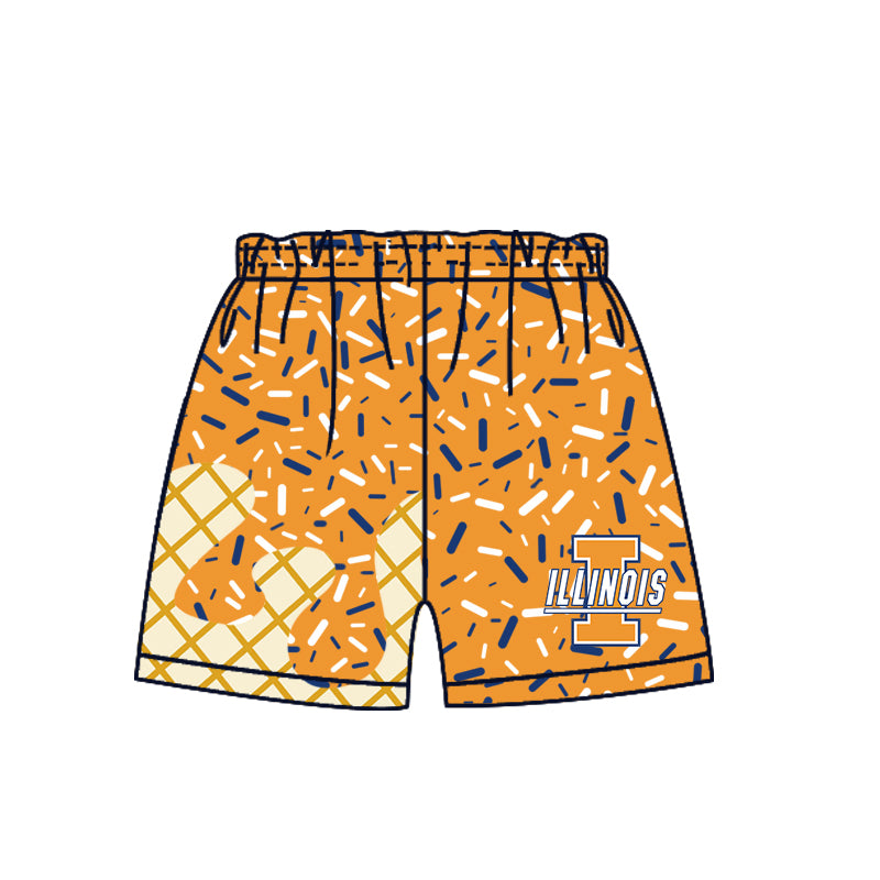 Preorder (moq 5)Baby Boys Orange ILLINOIS Drip Team Shorts Bottom