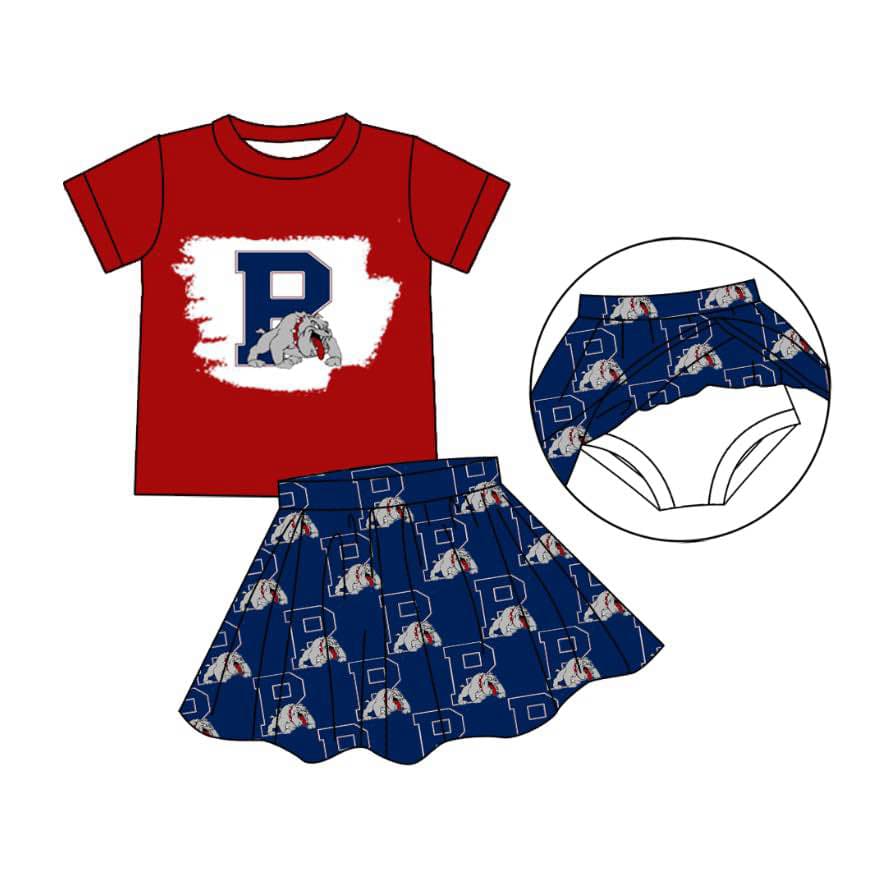 Split Preorder July 20th Baby Girls Red Short Sleeves P Top Plaid Bummies Skorts Team Set