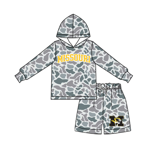 Preorder (moq 5) Baby Boys Missouri Camouflage Hoodie Short Team Clothes Sets