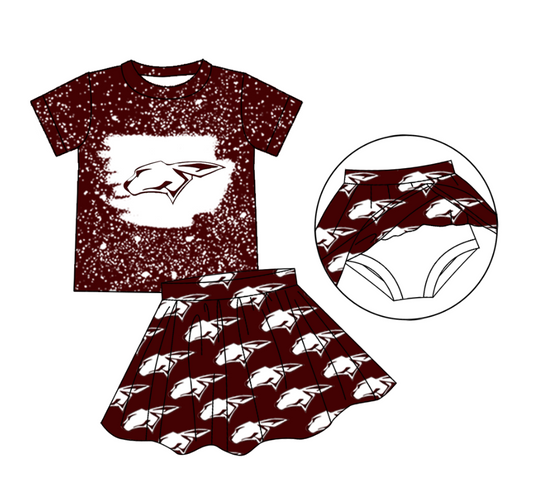 Split Preorder July 20th Baby Girls Brown Short Sleeves Top Bummies Skorts Team Set