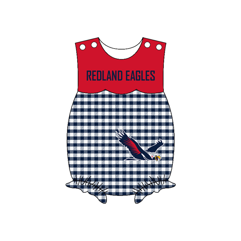 Preorder (moq 5)Baby Girls Sleeveless Redland eagles Ruffle Rompers