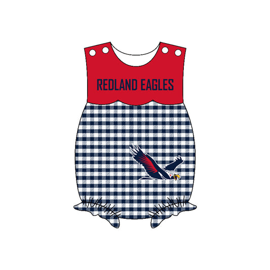 Preorder (moq 5)Baby Girls Sleeveless Redland eagles Ruffle Rompers