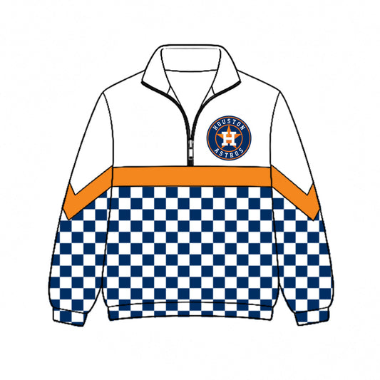 Preorder (moq 5)Baby Boys Blue Checked Houston Astros Team Zip Pullovers Top