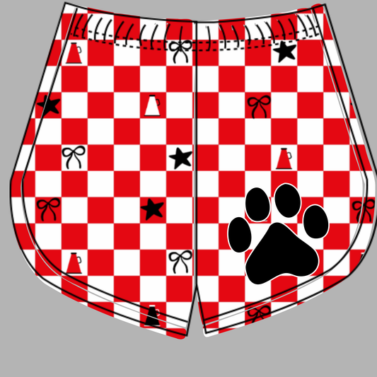 Preorder (moq 5)Baby Girls White Orange Checked Vols Cheer Team Shorts Bottomsb