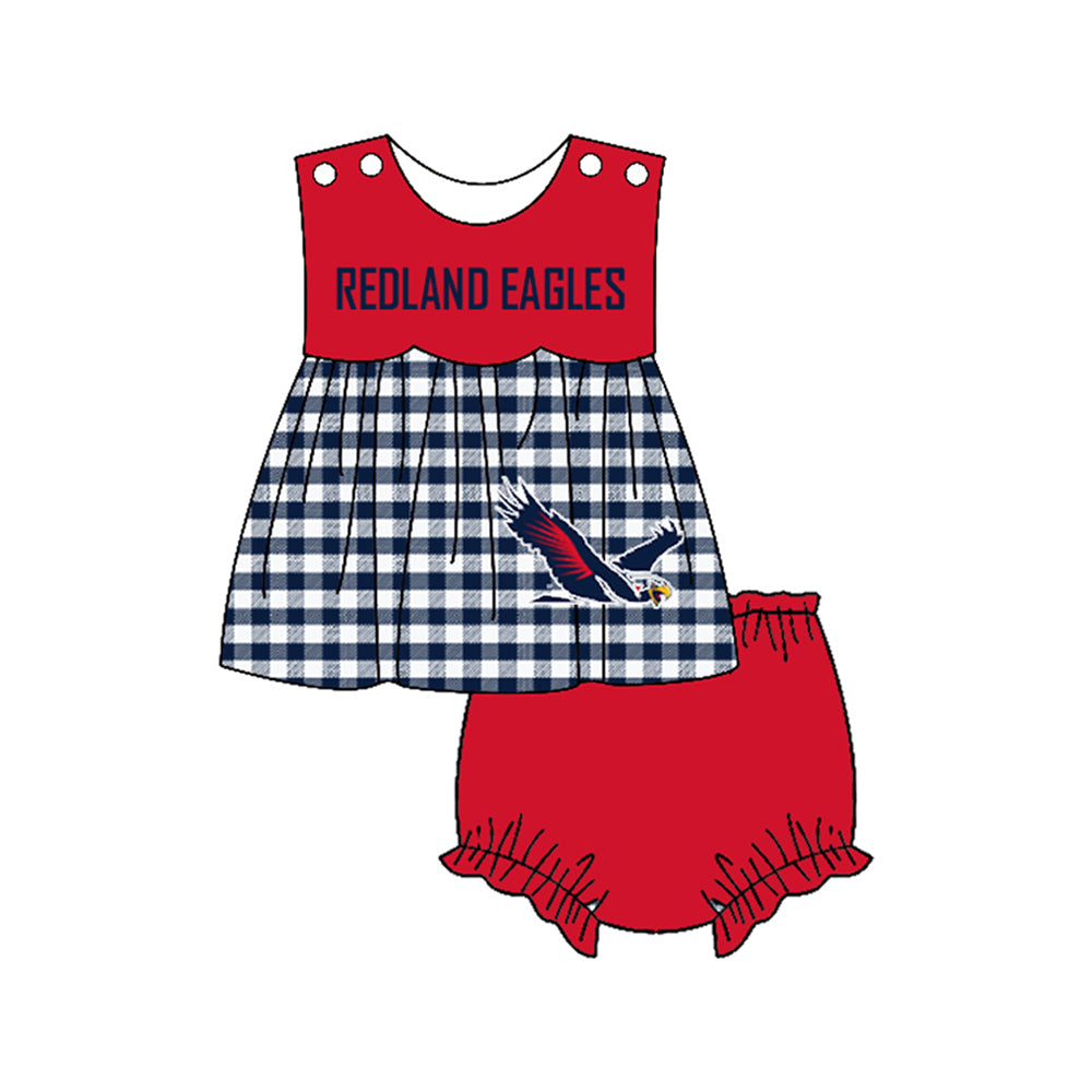 Preorder moq 5 Baby Girls Redland eagles Bummies Shorts Team Clothes Set